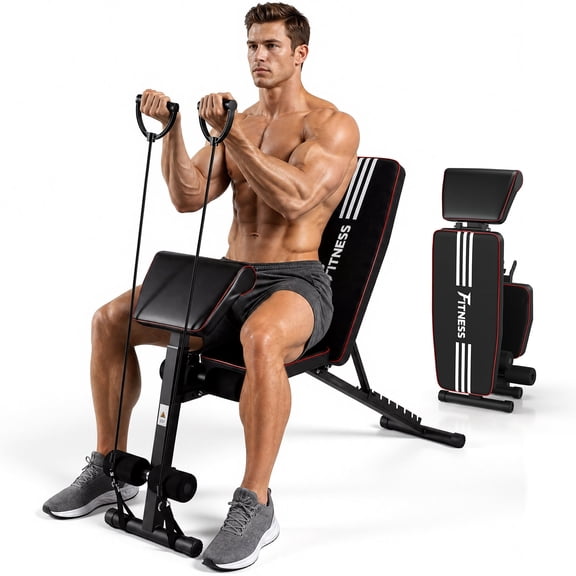 Airfind Adjustable Weight Bench,1000LBS Capacity Heavy Duty Foldable Workout Bench for Full Body Exercise, Flat/Incline/Decline, Bench Press for Home Gym with Preacher Pad & Leg Extension