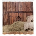 thumbnail image 3 of Ambesonne Wagon Wheel Shower Curtain, Old Stable, 69"Wx84"L, Brown Dust, 3 of 3