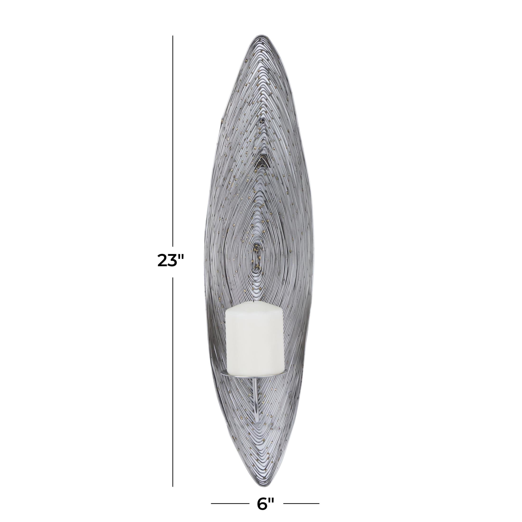 CosmoLiving by Cosmopolitan Silver Stainless Steel Metal Leaf Wall Sconce