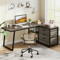 thumbnail image 2 of Finmind 53-Inch L-Shaped Desk with 3 Drawers and Storage Shelves for Home Office, Gray, 2 of 5