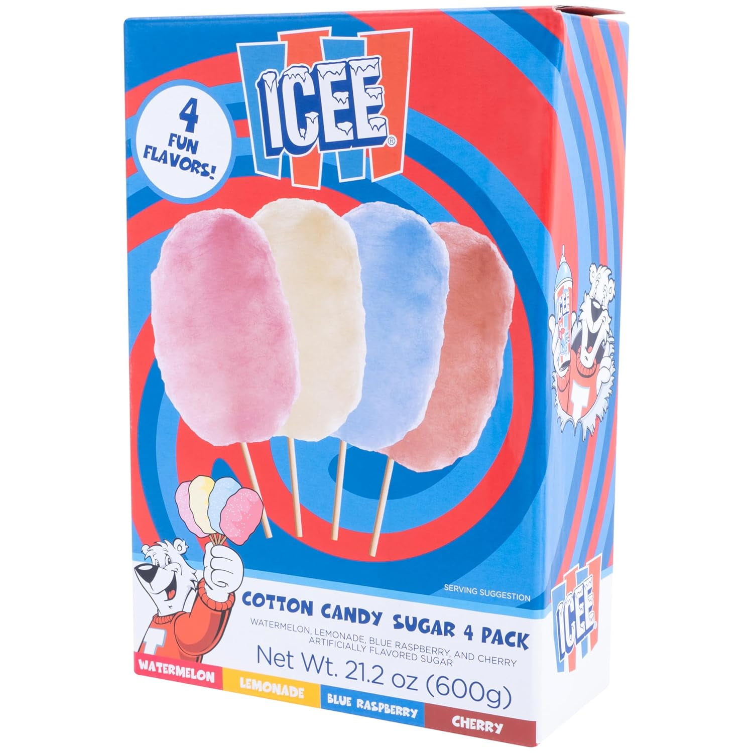 Fizz Creations ICEE Cotton Candy Sugar Pack, 4 Count, Watermelon