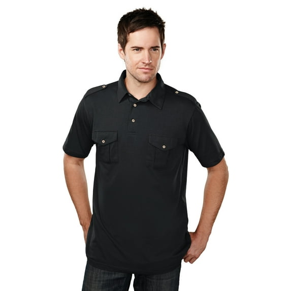 Tri-Mountain Uptown 187 Epaulette Polo Shirt, 2X-Large, Black