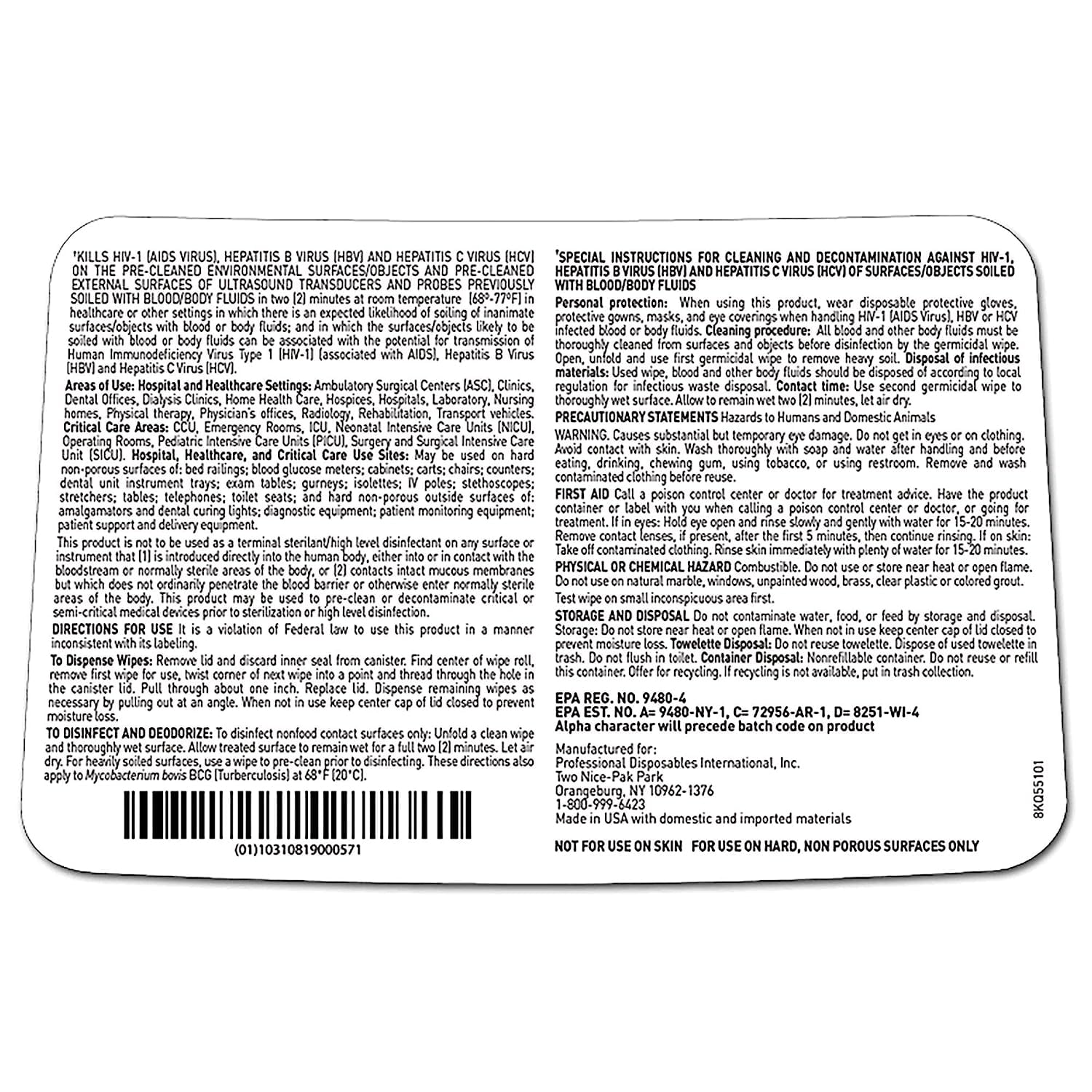 Professional Disposables Surface Disinfectant Super Sani-Cloth Wipes, 160 Count (2 Pack)