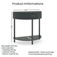 thumbnail image 3 of YIYADO Half Moon Console Table, Half Moon Design Coffee Table, Dark Gray Finish with 2 Storage Drawers and Bottom Shelf, Craftsman Made Wave Pattern, 3 of 6