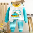 thumbnail image 2 of HCNTES Toddler Baby Boys 2-piece Pajamas Sleepwear Spring Fall Winter Clothes For Kids Long Sleeve Shirt Tops + Pants Loungewear Outfits Set(A01-Mint Green,12-18 Months), 2 of 3
