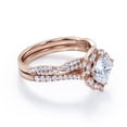thumbnail image 3 of JeenMata Flower Cluster 1.75 Carat Cushion Cut Moissanite Infinity Pave Bridal Ring Set in 18K Rose Gold Plating over Silver, 3 of 7