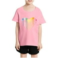 thumbnail image 2 of WRKEKC Girls T-Shirts, Summer Tops for Girls, Boys' and Girls' Summer Trendy Printed Round Neck Comfortable Loose Short Sleeve Blouse, 2 of 7