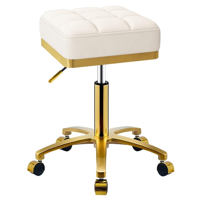 Taburete rodante CAEBK con asiento ajustable chapado en oro de 33 cm