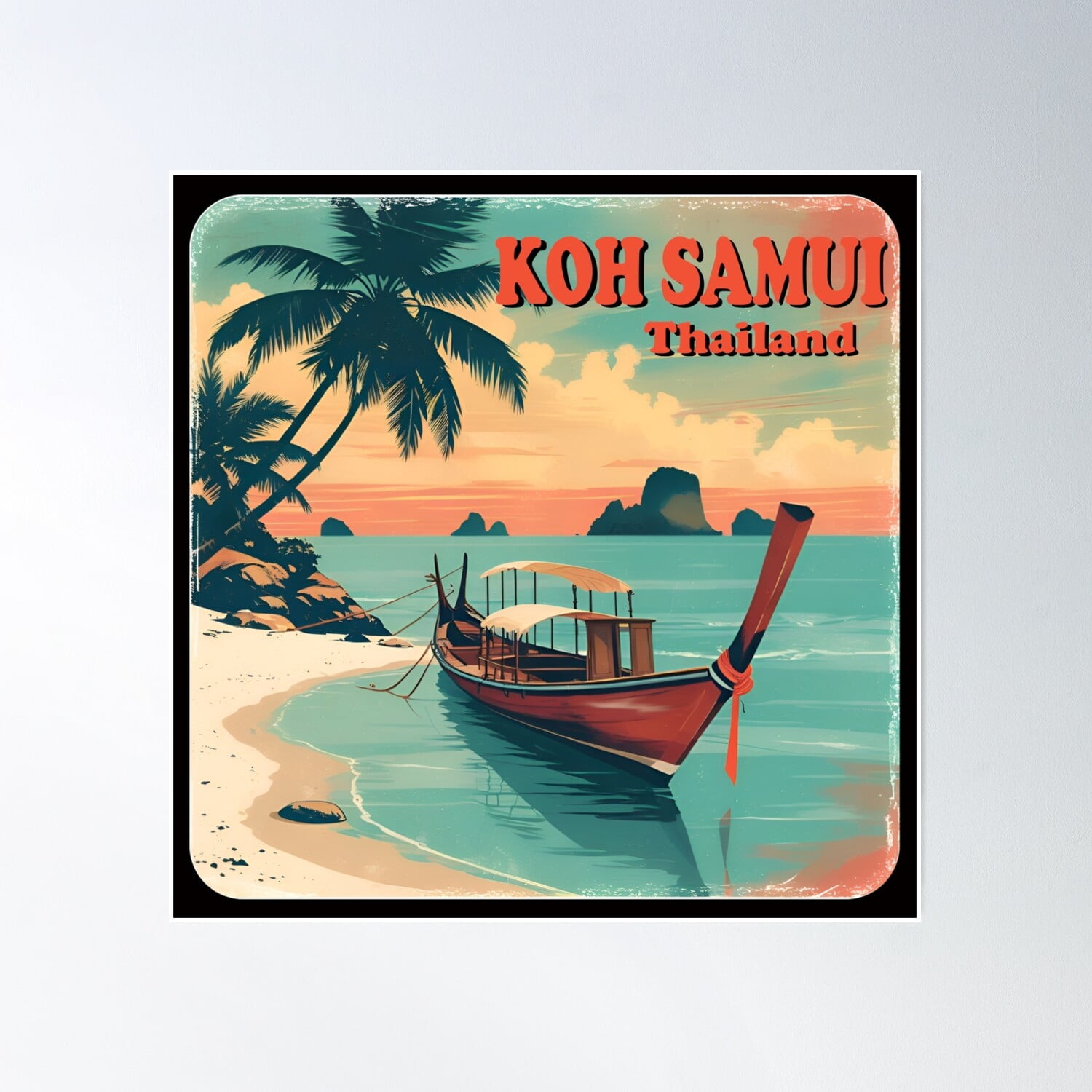 Koh Samui Thailand Poster Wall Art, Modern Wall Decor, 16x16 UNFRAMED