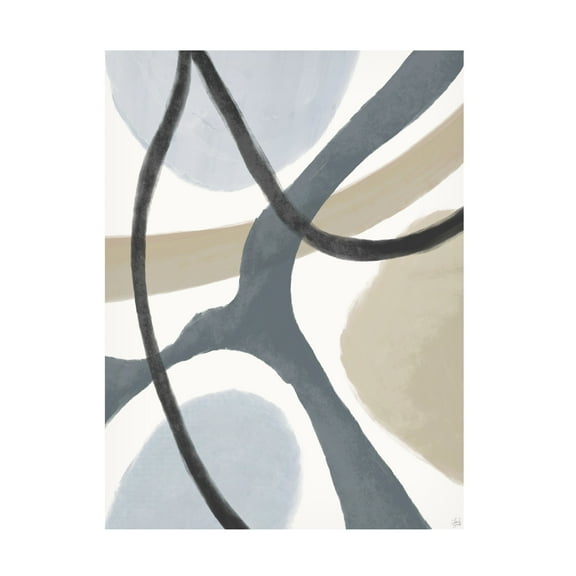 Canvas Wall Art - Line and Brush 'Blues N Shapes 2' Wall Art for Living Room, Bedroom, or Office Décor by Trademark Fine Art - 14 x 19 Inches