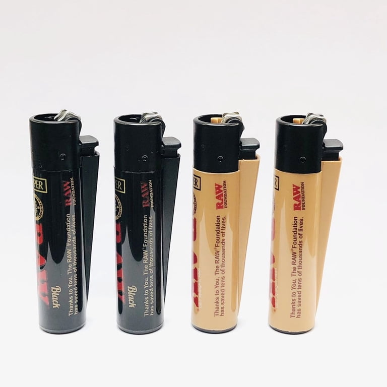 Clipper Classic Large Reusable Lighters, Raw Collection, Pack of 4