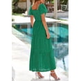 thumbnail image 2 of PRETTYGARDEN Summer Dresses for Women Eyelet Square Neck Puff Sleeve Smocked Wedding Guest Maxi Dress with Pockets, 2 of 8