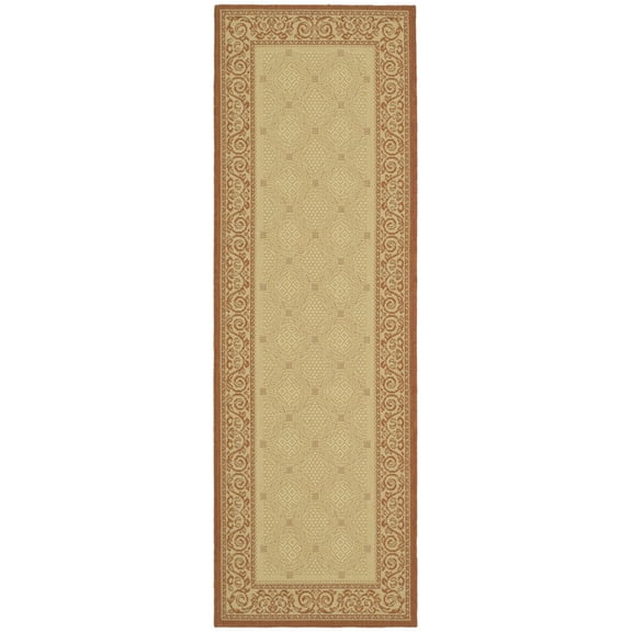 Safavieh Courtyard Gaus Oriental Indoor/Outdoor Runner Rug, Natural/Terracotta, 2'3" x 6'7"