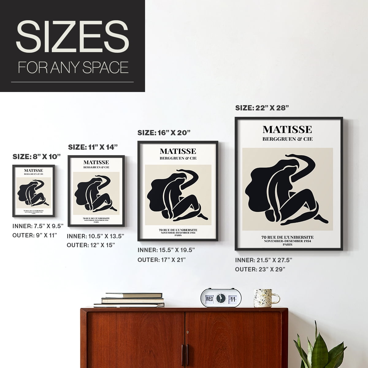 Matisse CXLIV Framed Print in Black Solid Wood 22 x 28 Framed Print