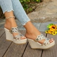 thumbnail image 5 of IUJSOY White Platform Sandals for Women Elegant Rhinestone Slip on Wedges Heels Chunky Dress Shoes, 5 of 7