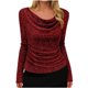 thumbnail image 2 of Xuyuer Women's Solid Color V-Neck Long Sleeve Pullover, Pile Casual Fashion Top for Women's Blouses Collection, 2 of 9