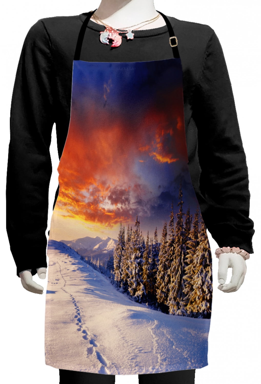 Winter Kids Apron, Epic Cloudy Sky over Majestic Mountains and ...