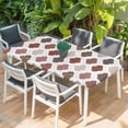 thumbnail image 2 of Moroccan Geometric Table Cloths for 4 Foot Rectangle Tables, Vintage Boho Rhombic Pattern Red Gray Patio Waterproof Elastic Fitted Tablecloths, Washable Rectangular Table Cover for Camping, 2 of 8