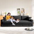 thumbnail image 4 of 100" Sofa Couch for Living Room,24" Extra Deep Seat Corduroy Sofa,Wide Arm,Comfy Upholstered Oversized Loveseat,2 Pillows,Black, 4 of 7