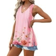 thumbnail image 6 of Womens Tank Top $4.98 Plus Size Sleeveless Printed V-neck Pullover Side Slit Loose Casual Top Multicolor M, 6 of 6
