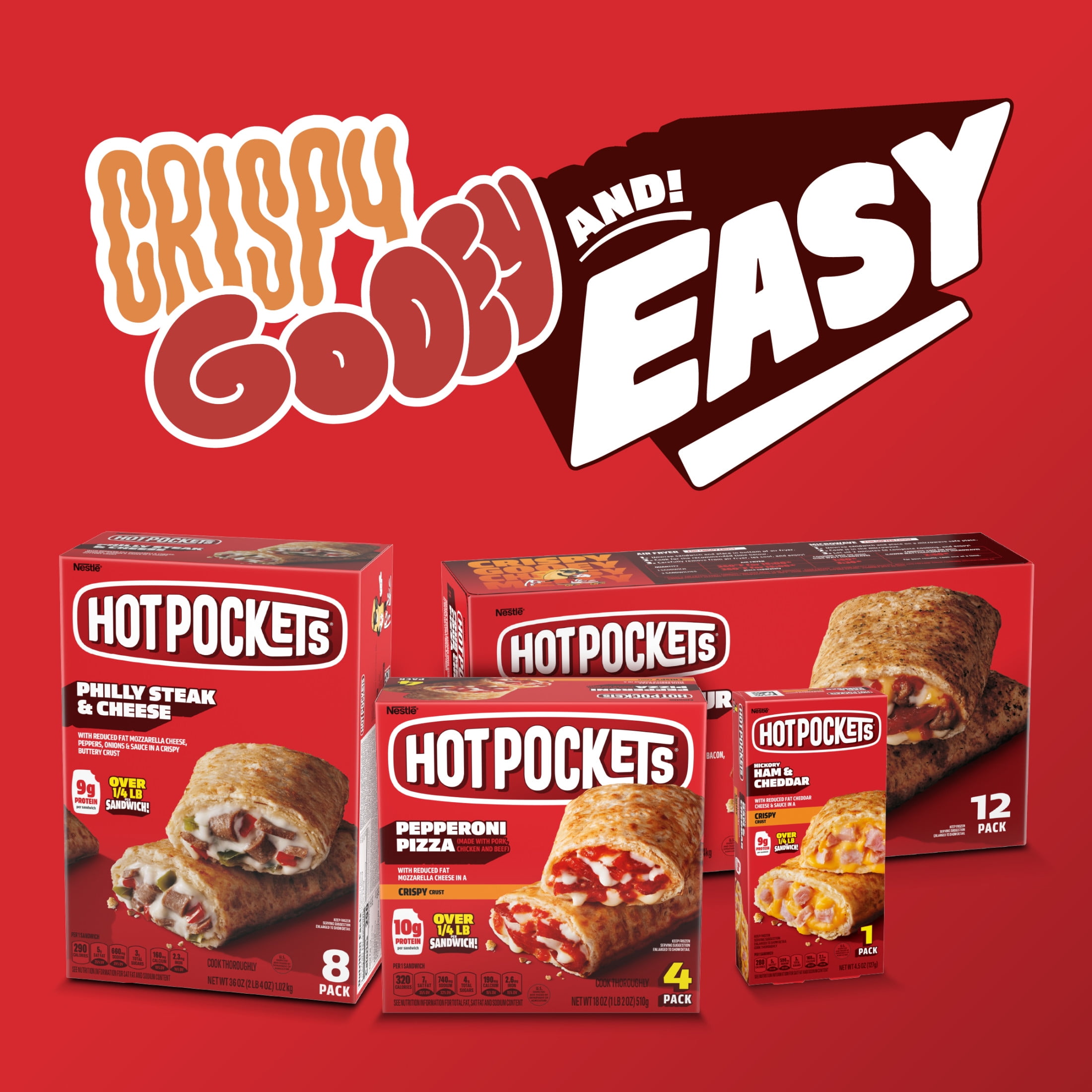 Hot Pockets Chicken Bacon Ranch, Snacks, Air Fryer Snacks, 10g Protein, 17 oz, 4 Pack (Frozen)