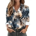 thumbnail image 3 of Women's Long Sleeve Shirts Fashion Floral Print Dressy Blouses Casual Turndown Collar Button Shirt Loose Drop Shoulder Tunic Tops Spring Summer Pullover Top Print 03 XL, 3 of 6