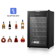 28 Bottles Wine Refrigerator, Freestanding Wine Cellar with LED Light, Digital Temper Control