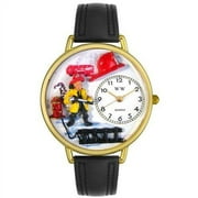 Firefighter Black Padded Leather And Goldtone Watch