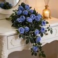 thumbnail image 4 of Guirnalda de rosas artificiales colgantes, arreglo floral artificial realista para decoración de pared, boda y jardín, rosas de tela realistas con hojas verdes naturales, flexible y maleable., 4 of 6