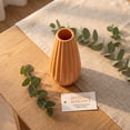 thumbnail image 4 of REGALWOVEN Small Ceramic Bud Vase Cylinder Vase, Matte Ribbed Decorative Flower Vase for Desktop, Bathroom, Home Decor Accent Orange 2.4"L x 2.4"W x 5.1"H, 4 of 7