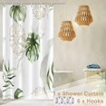 thumbnail image 6 of Monstera Stall Shower Curtain, Green Plant Leaves Botanical Small Dorm Bathroom Curtain, Tropical Plant Narrow Shower Curtain for Bathroom Set with 6 Hooks, 36Wx72L, 6 of 6