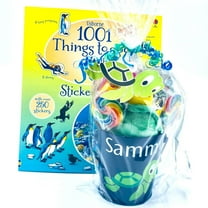 Turtle Gift Basket - Kids Sea Life, Personalized, Birthday, Ocean Theme, 4.25" H, Ages 3 - 10