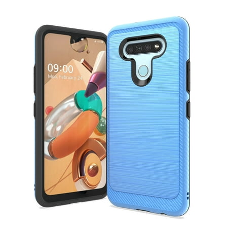 For LG Harmony 4 K400AM / LG Premier Pro Plus L455DL Slim Lining Brushed Hybrid Cell Phone Cover Case - Lining Blue