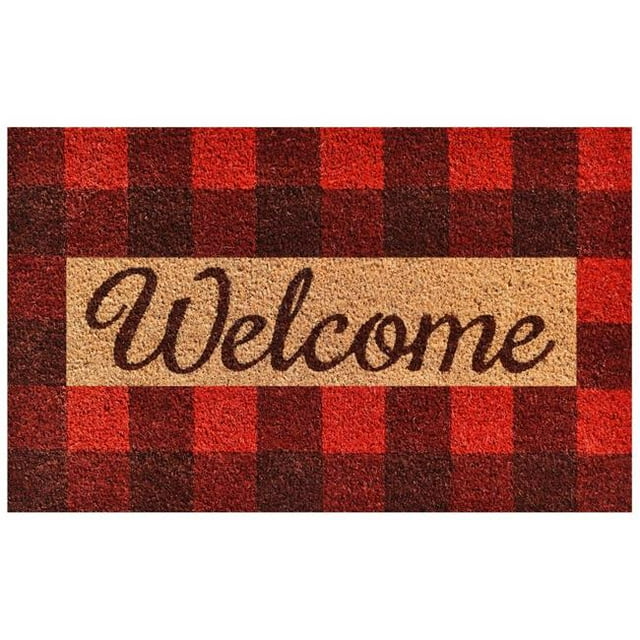 Calloway Mills 106321729 Paillasson Rectangulaire à Carreaux 17 x 29 Po, Rouge & Naturel