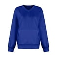 thumbnail image 6 of VISALY Pullover Sweatshirt for Womens Plus Size Sweatshirts V-Neck Pullover with Pocket Fall Winter Loose Fit Tops Long Sleeve Shirts Oversized Lightweight Sweatshirt Basic Tops Blue Xl, 6 of 7