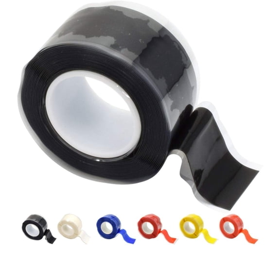 Domain Cycling Self-Fusing Silicone Handlebar Tape, 10 Ft Waterproof Grip Tape, Black