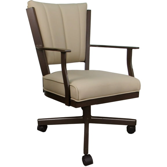 Leather Montana Dining Caster Chair Swivel Tilt - Tan on Brown