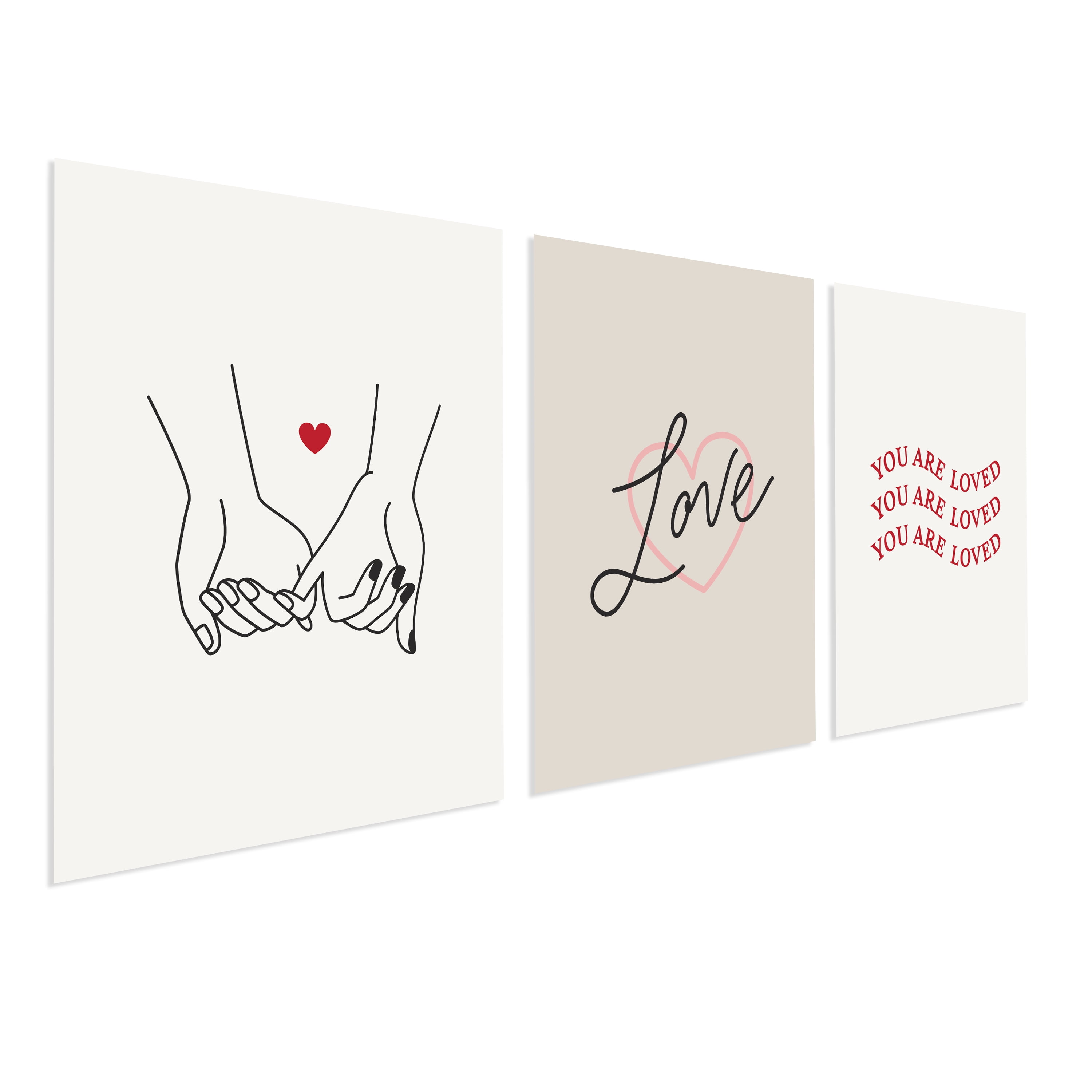 (2 pack) DesignOvation Love Simple Unframed Art Prints 8” x 10” Set of 3 by The Creative Bunch Studio