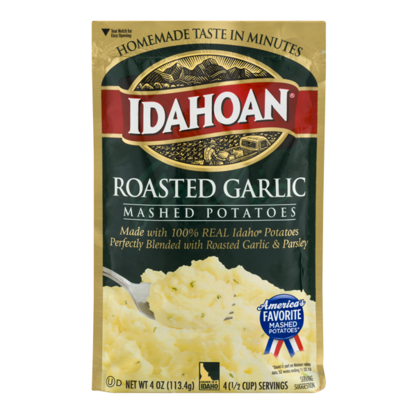 Idahoan Roasted Garlic Mashed Potatoes GlutenFree, Real Idaho