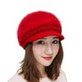 thumbnail image 2 of Happy Date Womens Winter Beanie Hat Warm Knitted Faux Rabbit Furry Warm Beret Slouchy Wool Hats Cap with Visor, 2 of 4