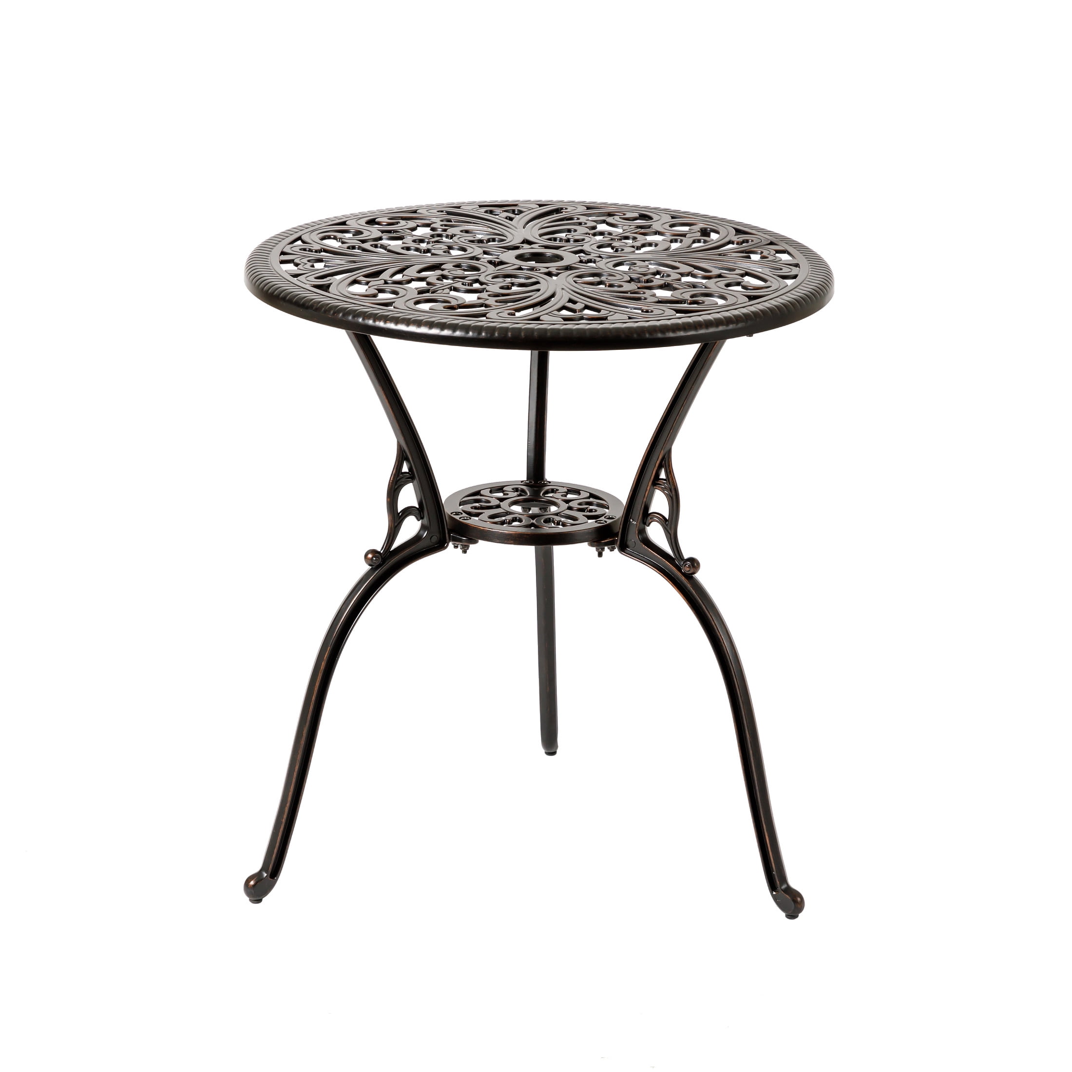 Christopher Knight Home 3-Piece Outdoor Bistro Set, Round Patio Table with Armchairs, Copper Finish