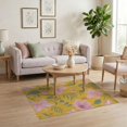 thumbnail image 3 of ODIKA 4'x6' Yellow Pink Golden Floral Bliss Washable Area Rug Botanical Elegance with Vintage Charm for Home Office, Under Desk, Non-Slip Chair-Friendly, Flatwoven, 3 of 7