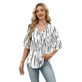 thumbnail image 4 of Ronuti Womens Blouses Ruffle Sleeve Top V Neck Shirts Casual Outfit Bell Sleeve Cute Tee Spring Summer Fashion Clothes, 4 of 9