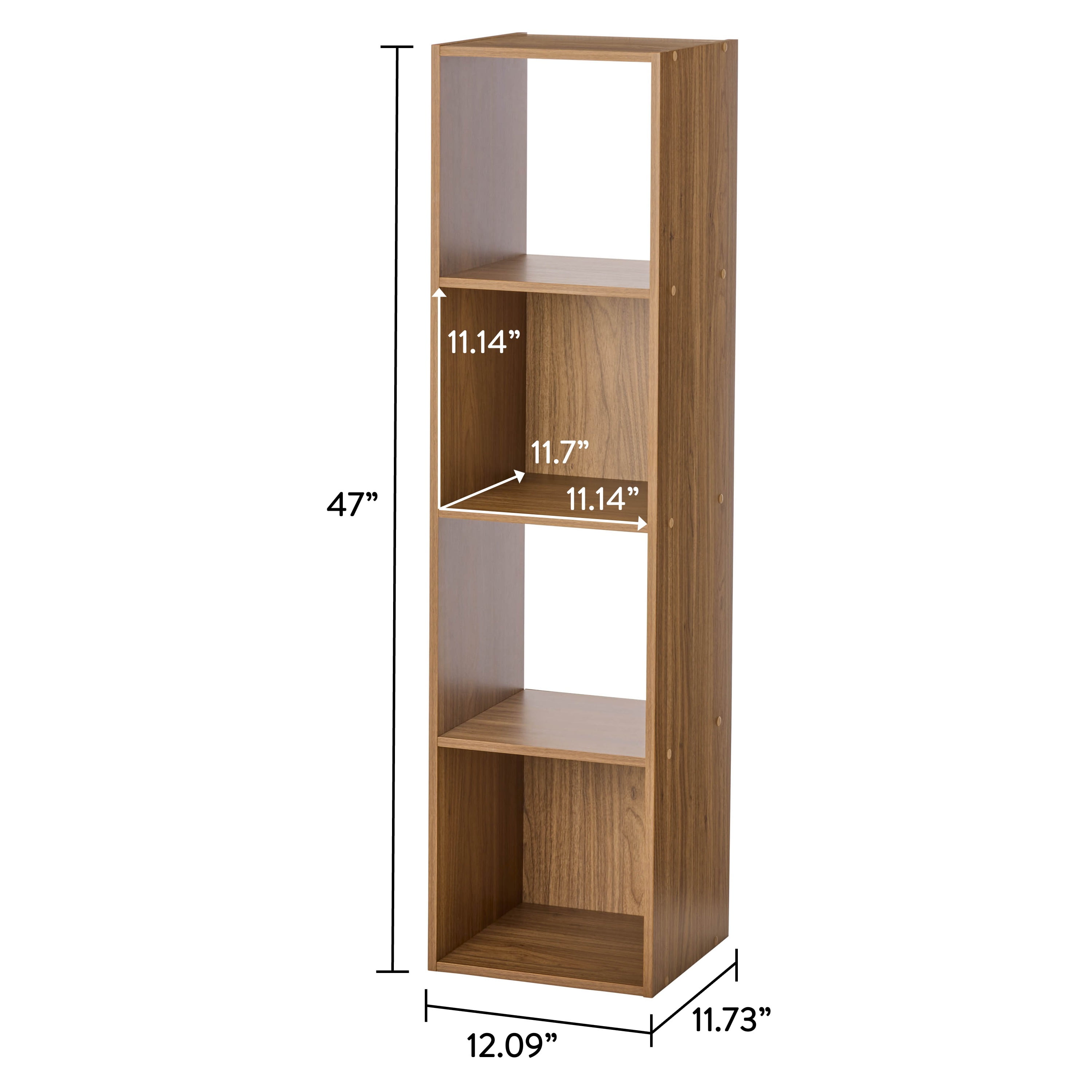 Mainstays 4 Cube Vertical Storage Organizer, Warm Walnut