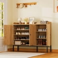 thumbnail image 3 of Shoe Storage Cabinet with 3 Rattan Doors & 5Adjustable Layers, Freestanding Shoe Rack for Entryway, Hallway, Living Room, 3 of 6