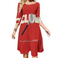 thumbnail image 1 of Vestido con escote cuadrado y camiseta de Clue, nuevo vestido elegante de talla grande para mujer, vestido ajustado a la cintura, juego de mesa de los años 80, juego de detectives, 1 of 6