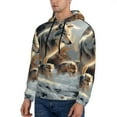 thumbnail image 3 of Sikiie Wolf Family Winter Wonderland Men's Hoodie, Essentials Hoodie, Sweatshirt, Pullover Hooded Sweatshirt for Men-Large, 3 of 7