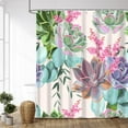 thumbnail image 2 of Succulent Floral Shower Curtain for Bathroom Set, Colorful Leaves Flower Plant Bathtub Curtains Decor, Waterproof Polyester Durable Cloth with Hooks 72"W x 84"L (Pack of 1), 2 of 6