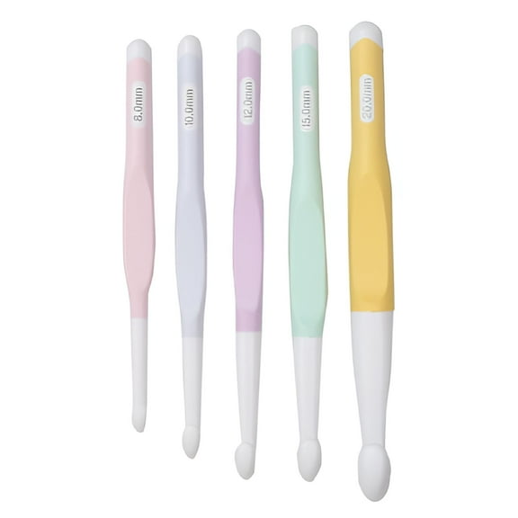 FACEGA 5 Pcs Ergonomic Crochet Hooks Large Crochet Hook for Chunky Yarn 8.0mm 10.0mm 12.0mm 15.0mm 20.0mm Crochet Hook for Crocheting Enthusiasts