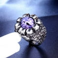 thumbnail image 3 of PAMTIER Men's Stainless Steel Vintage Gothic Punk Ghost Skull Head Evil Eye Biker Ring with Purple Gemstone Demon Hell Skeleton Silver Size 9, 3 of 4